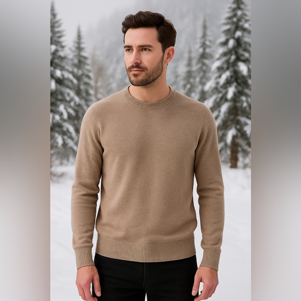 BANANA REPUBLIC Men’s Sweater Crewneck Knit Light Brown Latte Color Size M